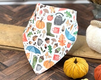 Fall Harvest Reversible Two-in-One Dog Bandana - Perfect for Pumpkin Picking and Thanksgiving Festivities - Slip or Tie On, New Dog Mom Gift