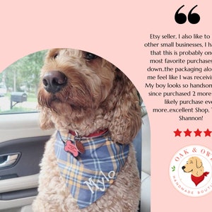 Good Boy Dog Bandana Personalized Reversible Slip or Tie On Plaid Fall Bandana for Your Stylish Pup Trendy Perfect New Dog Mom Gift image 7