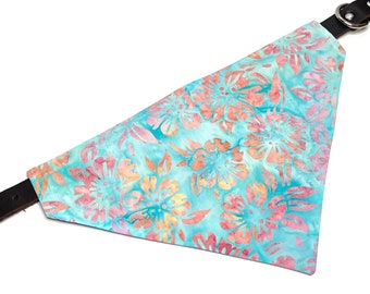 Tropical Summer Reversible Dog Bandana for Pet Collar, Hawaiian Pink Tropical Flower Summer Puppy Pet Bandana, New Dog Mom Gift