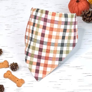 Fall Plaid Football Reversible Dog Bandana, Personalized Autumn Slip On  Pet Scarf, Tailgating College Pet Accessories, New Dog Mom Gift