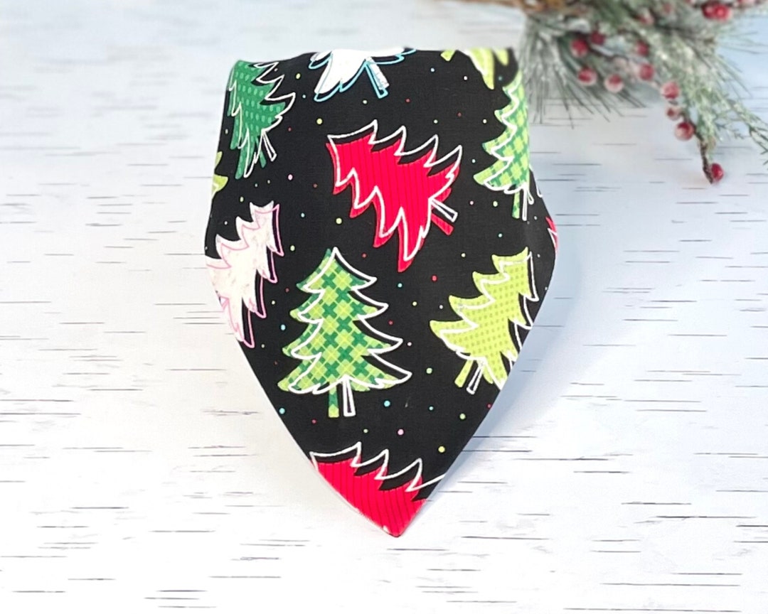 Christmas Tree Dog Bandana Gingham Holiday Reversible Slip on Etsy