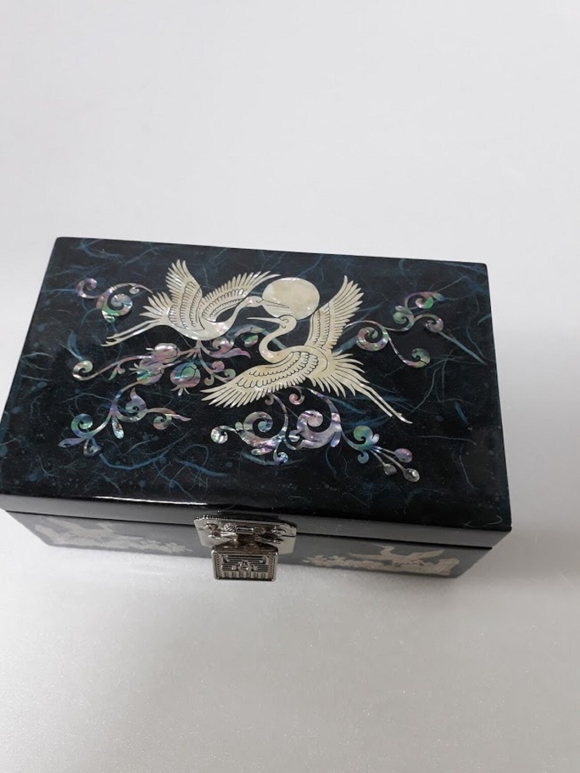 Korean Traditional Lacquer Jewelry Box Flowerand Crane Design Etsy