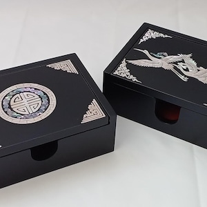 Juego de caja para joyas y tarjetero tradicional coreano de nácar Najeon