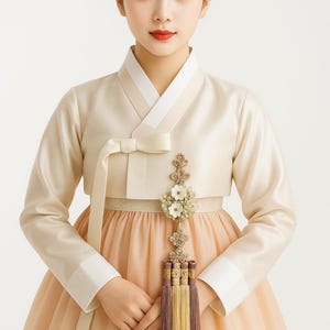 Traditionell koreansk Hanbok Norigae – 38 cm handgjord tofsprydnad