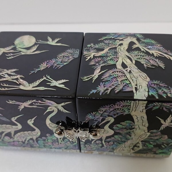 Korean traditional design najeon Mother-of-pearl lacquer jewelry box crane jewelry boxes 26-4