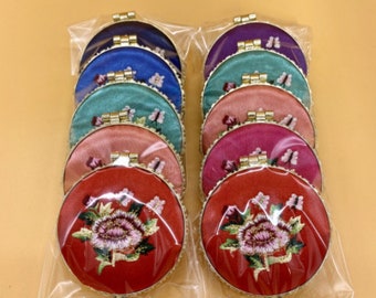 Set of 10 high-quality flower embroidery Korean traditional double-sided hand mirrors