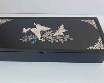 韓国漆器ジュエリーボックス：螺鈿蝶模様 - Etsy 日本
