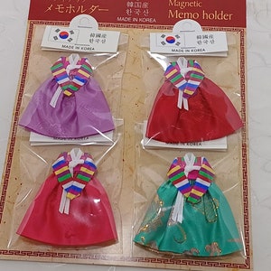 4 pièces vêtements traditionnels coréens pour femmes conception Hanbok porte-mémo magnétique