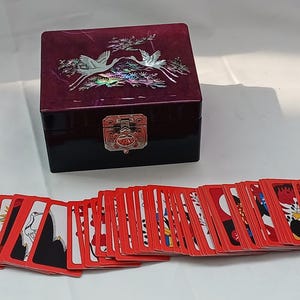 Requintada caixa de joias em madrepérola e cartão de jogo Hwatu Najeonchilgi Craft 12-6