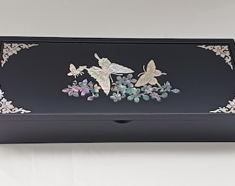 韓国の羅田漆器の宝石箱、螺鈿蝶模様 - Etsy 日本