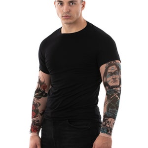 SHERIFF, INDIAN & Wild BULLS Mens Tshirt with Tattoo Sleeves, Tattoos for Men, Mens Top, Long Sleeve Shirt, Halloween Tshirt Top Costume