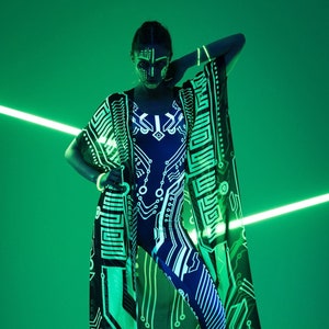 CYBER UV REACTIVE Jumpsuit, Neon Bodysuit, Rave Onsie, Festival Outfit, Burning Man Clothing, Halloween Costume, Futuristic Costume