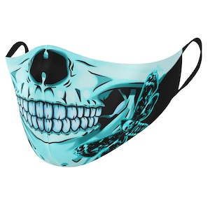 3 Layers Face Mask, Blue Moth Skeleton Face Mask, Reusable Face Mask , Fashion Face Mask, Adult Face Mask, Halloween Skeleton Mask