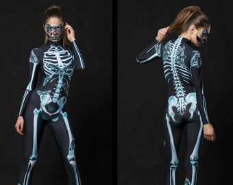 LADY MOTH Halloween Costume, Full Body Skeleton Costume, Adult Skeleton Halloween Costume, Halloween Women Catsuit, Gothic Costume