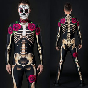 MR DEATH Halloween Costume for Men, Adult Full Body Skeleton, Skeleton Costume, Day of the Dead Costume for Men, Los Muertos Mens Costume