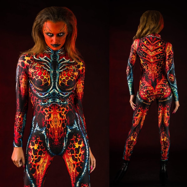 DEMON es un disfraz de Halloween de MUJER, disfraz de cuerpo completo para mujeres, disfraz de cosplay, disfraz de miedo para mujer, traje de mujer demoníaca, moda gótica