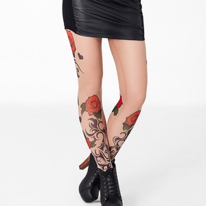 TRIBAL & ROSES - Womens Printed Leggings, Mesh leggings, Mesh Clothing, Bridal Leggings, Womens Pants, Womens Clothing, Halloween Woman Gift