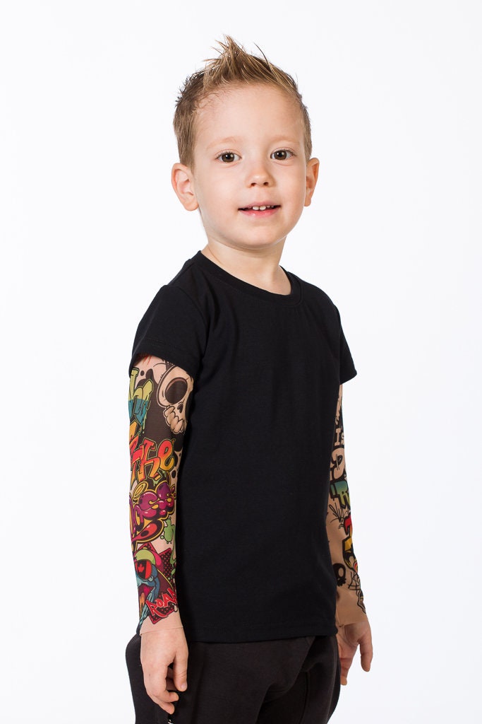 Discover Graffiti Tattoo Baby Shirt, Kids Clothing, Halloween Costume for Kids, Funny Baby Shirt, Baby Tattoo Sleeve Shirt, Baby Skull Shirt