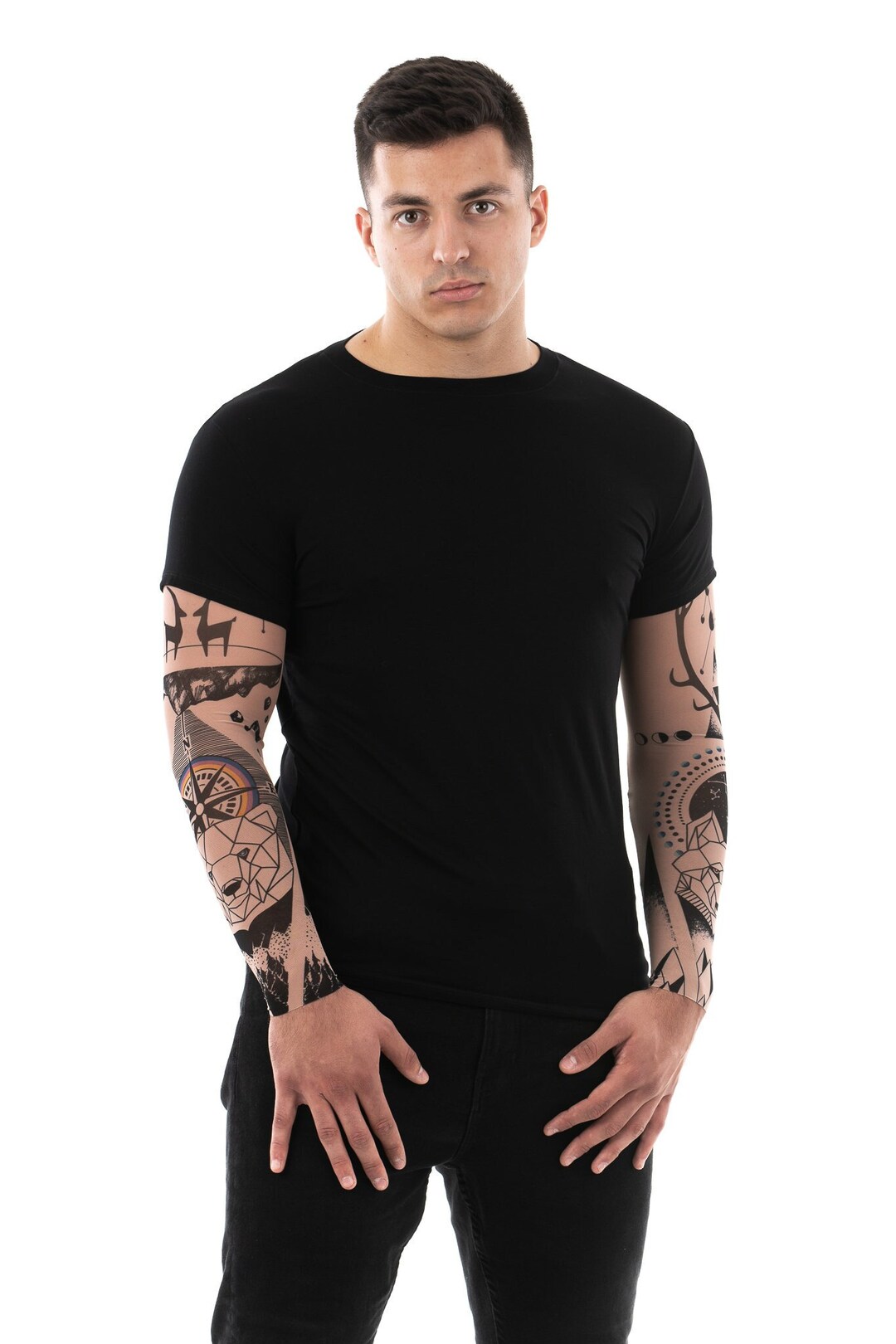 トップス Astonishing Tatoo design long T shirt Tattoo T-Shirt Rose Long Sleeve Skeleton Skull Unisex Tops