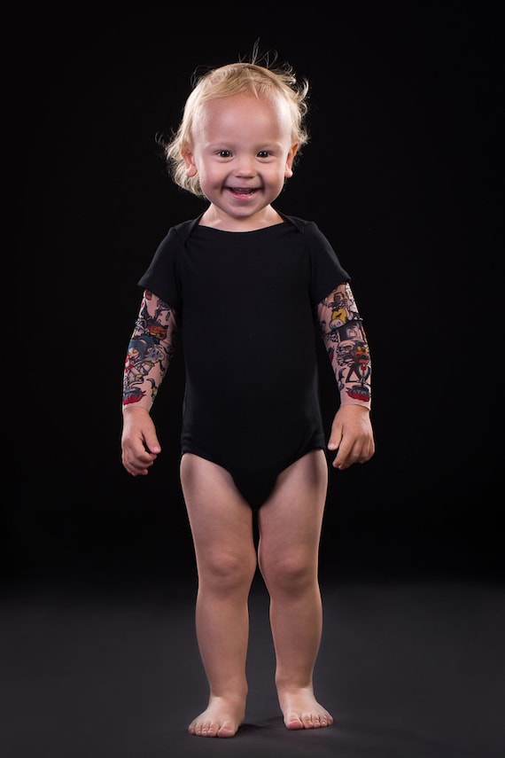 Halloween Pumpkins Baby Tattoo Bodysuit, Infant's Halloween Costume, Halloween Baby Clothing, Kids Halloween Costume, Tattoo sleeve bodysuit