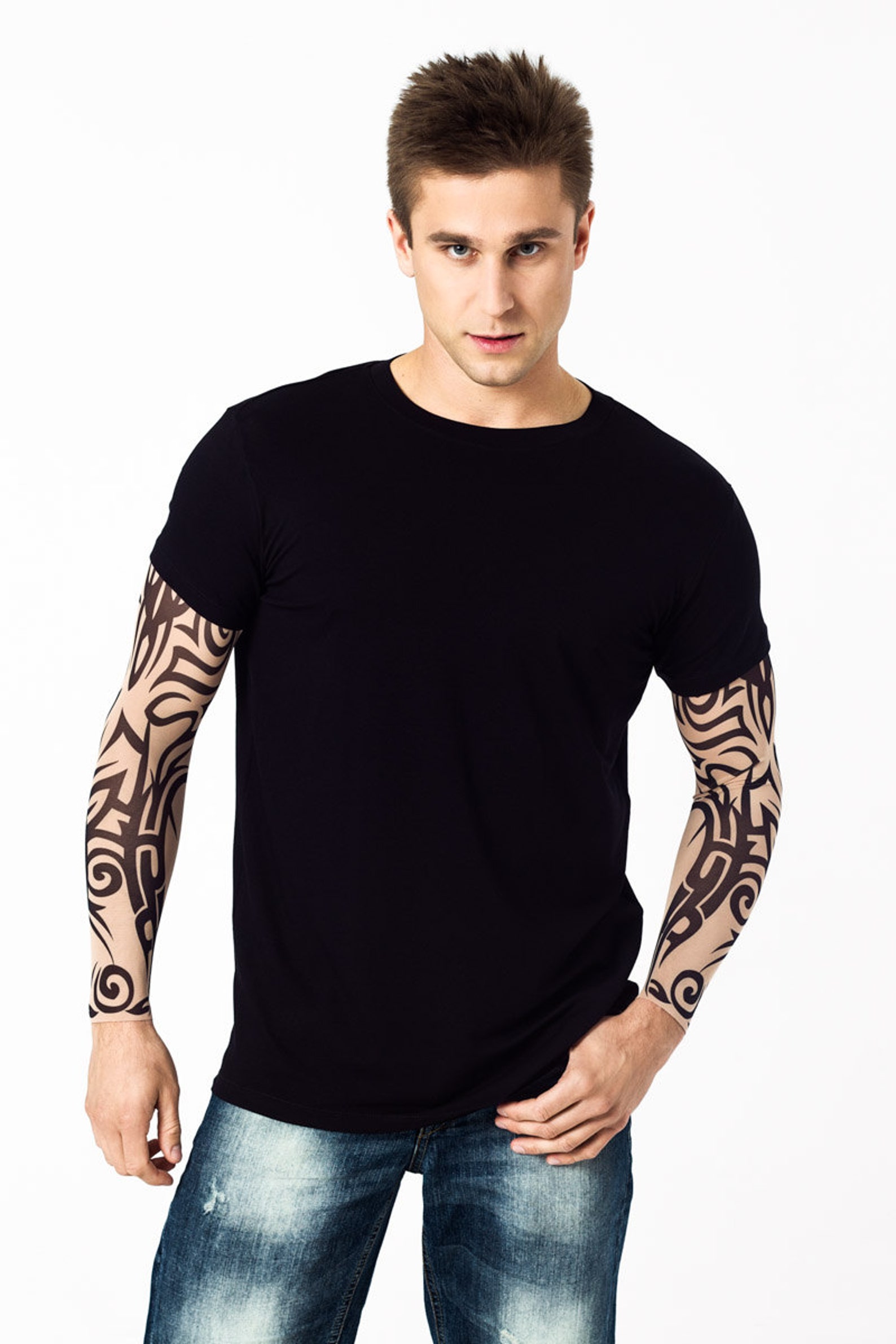 Mens Tshirt with TRIBAL Temporary Tattoo Sleeves Mens | Etsy