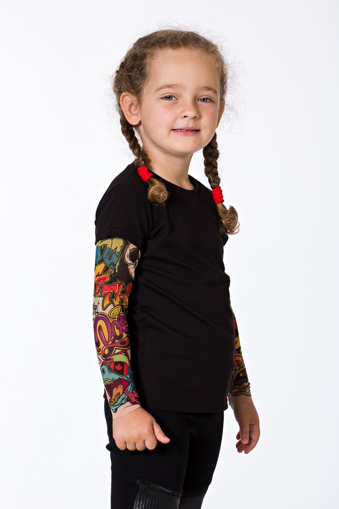 Discover Graffiti Tattoo Baby Shirt, Kids Clothing, Halloween Costume for Kids, Funny Baby Shirt, Baby Tattoo Sleeve Shirt, Baby Skull Shirt