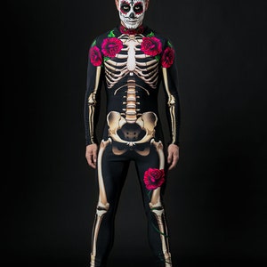 MR DEATH Halloween Costume for Men, Adult Full Body Skeleton, Skeleton Costume, Day of the Dead Costume for Men, Los Muertos Mens Costume image 4