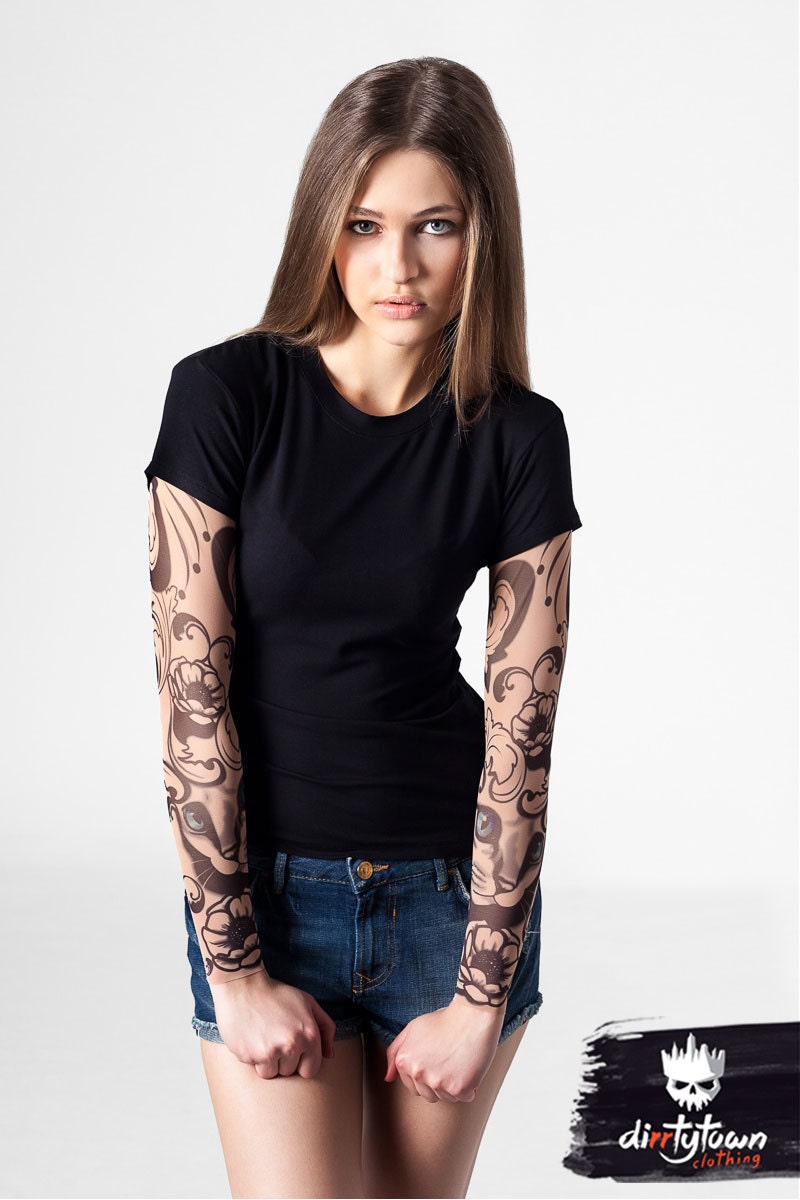 Camiseta de tatuaje con mangas de tatuaje MYSTIC CAT tatuaje - Etsy España