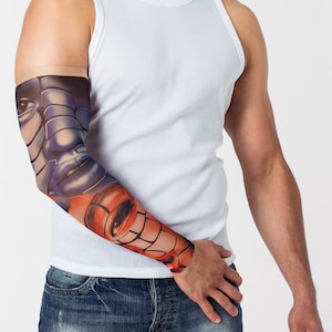 Tatuagem temporária PUZZLE FACES (cor), manga de tatuagem de malha unissex, tatuagem grande, tatuagem falsa, presente para homem, presente para mulher, presente de dia dos pais