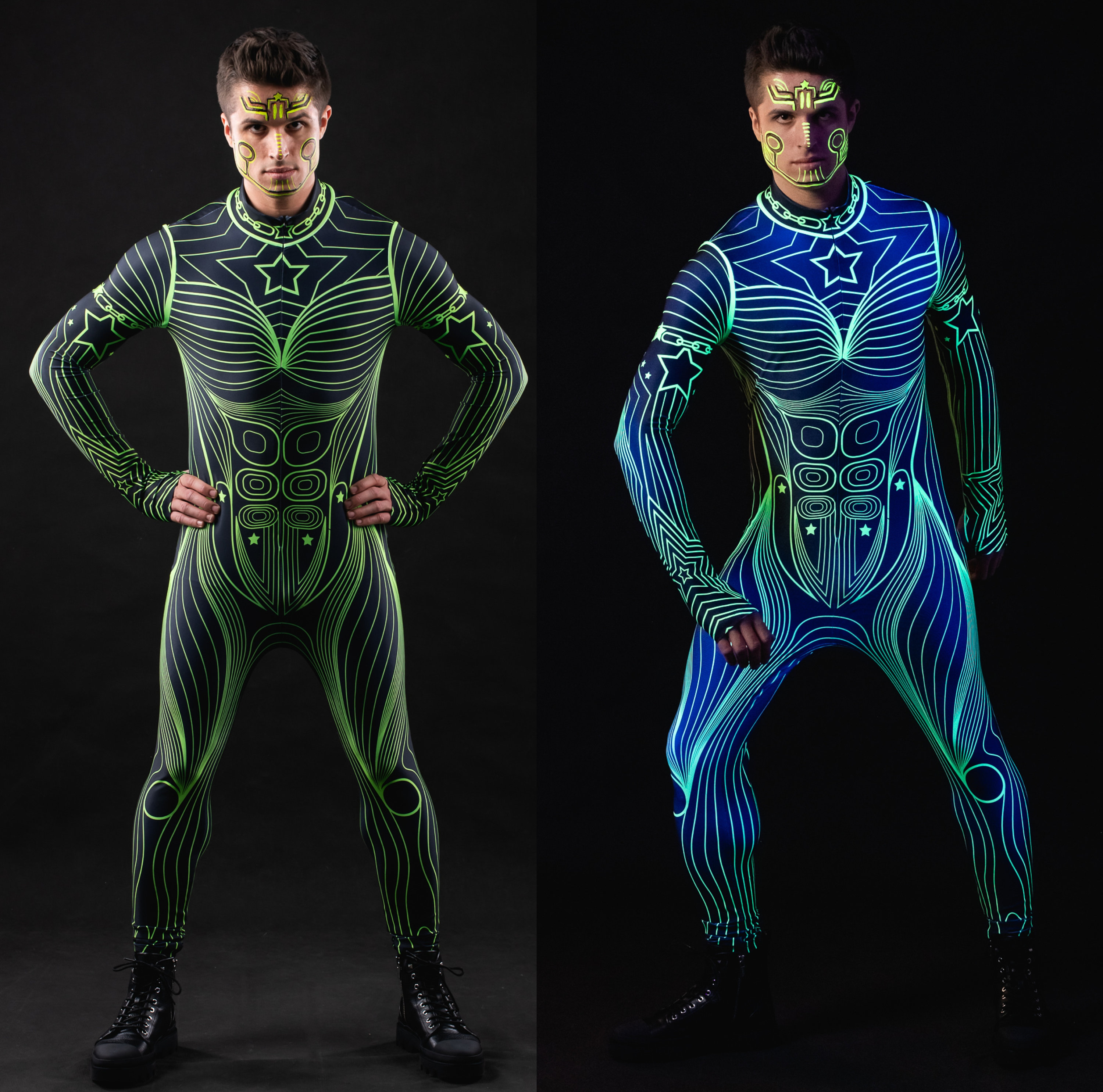 NEON OUTLINE UV Reactive Costume for Men, Adult Halloween Costume ...