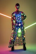 MANDALA UV REACTIVE Jumpsuit, Neon Bodysuit, Rave Onsie, Festival Outfit, Burning Man Clothing, Halloween Costume, Neon Boho Clothing Set
