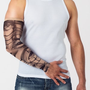 Tatuagem temporária PUZZLE FACES (preto), manga de tatuagem de malha unissex, tatuagem grande, tatuagem falsa, presente para homem, presente para mulher, presente para pai