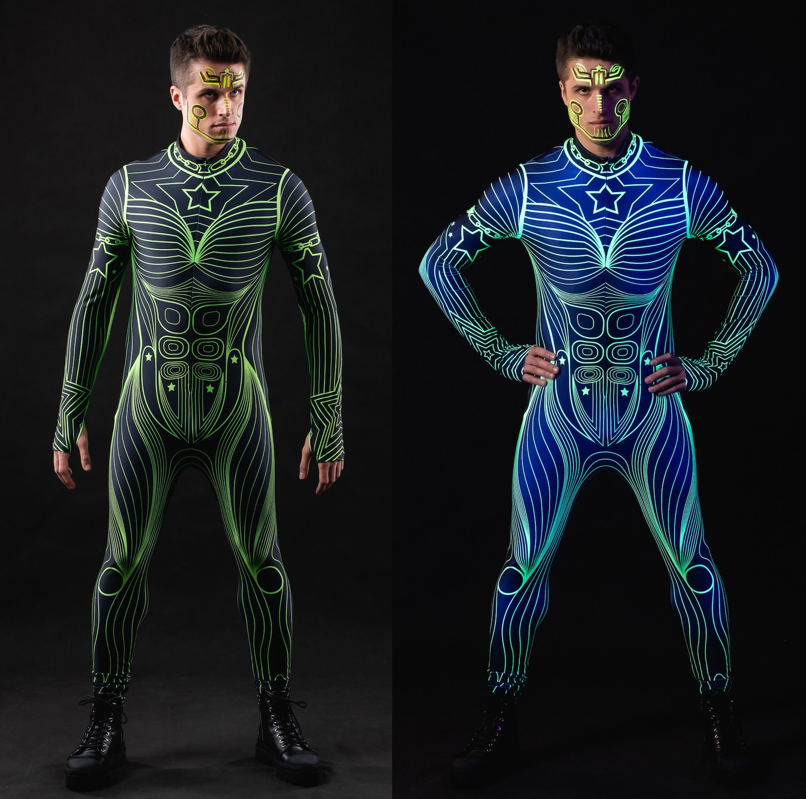 NEON OUTLINE UV Reactive Costume for Men, Adult Halloween Costume ...