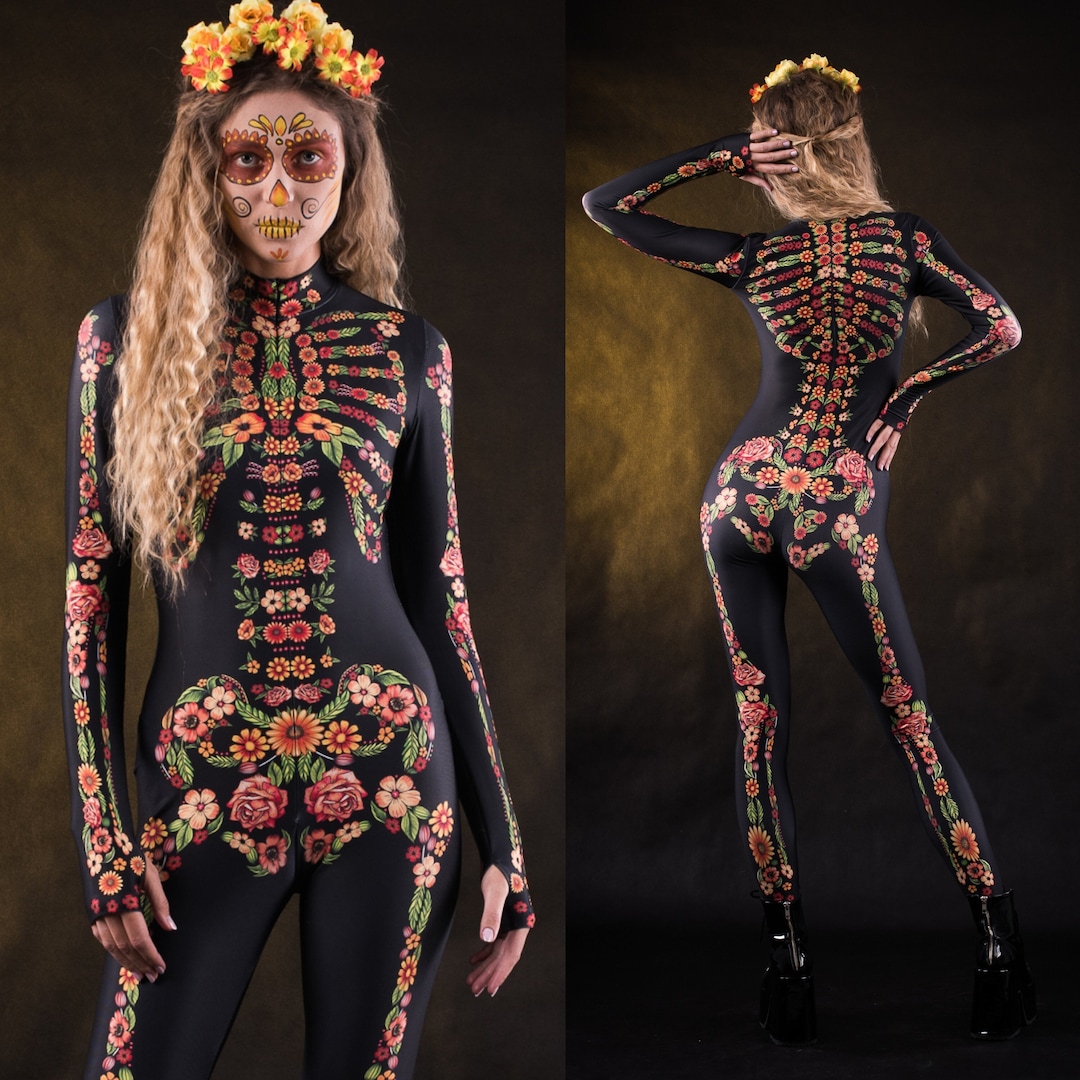 FLOWER SKELETON Costume for Women, Halloween Costume, Los Muertos ...