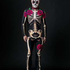 MR DEATH Halloween Costume for Men, Adult Full Body Skeleton, Skeleton Costume, Day of the Dead Costume for Men, Los Muertos Mens Costume Single costume