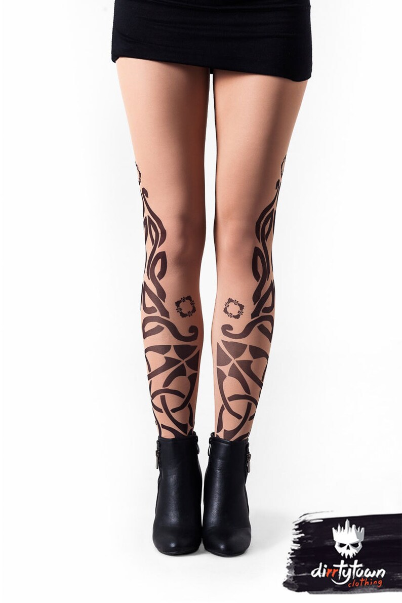 Costume Womens clothing Tribal Tattoo Temporary Tattoos Mesh leggings TRIBAL Womens Pants Womens Printed Leggings Halloween Gift