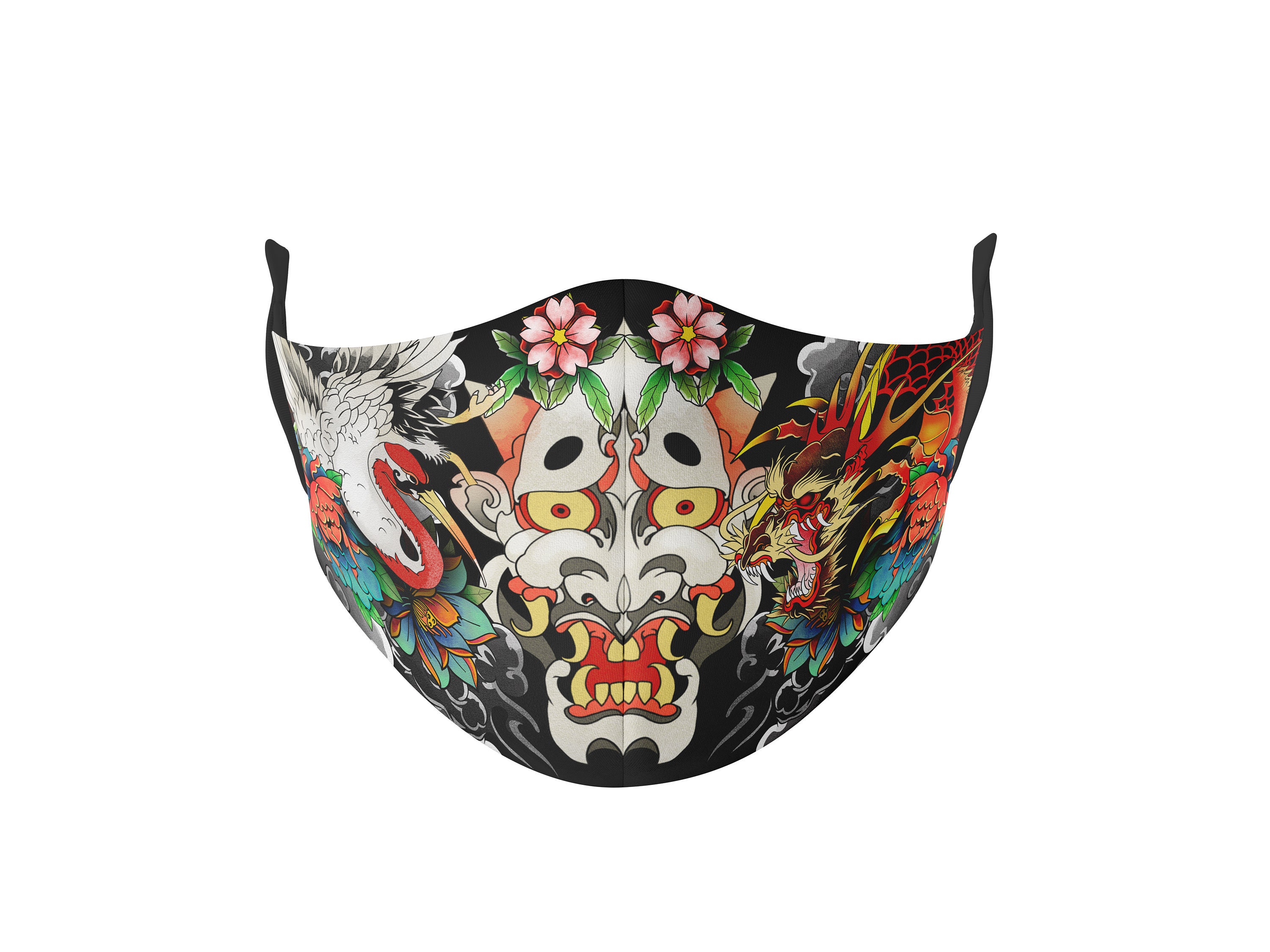 3 Layers Face Mask Japanese Art Face Mask Yakuza Reusable Etsy 日本