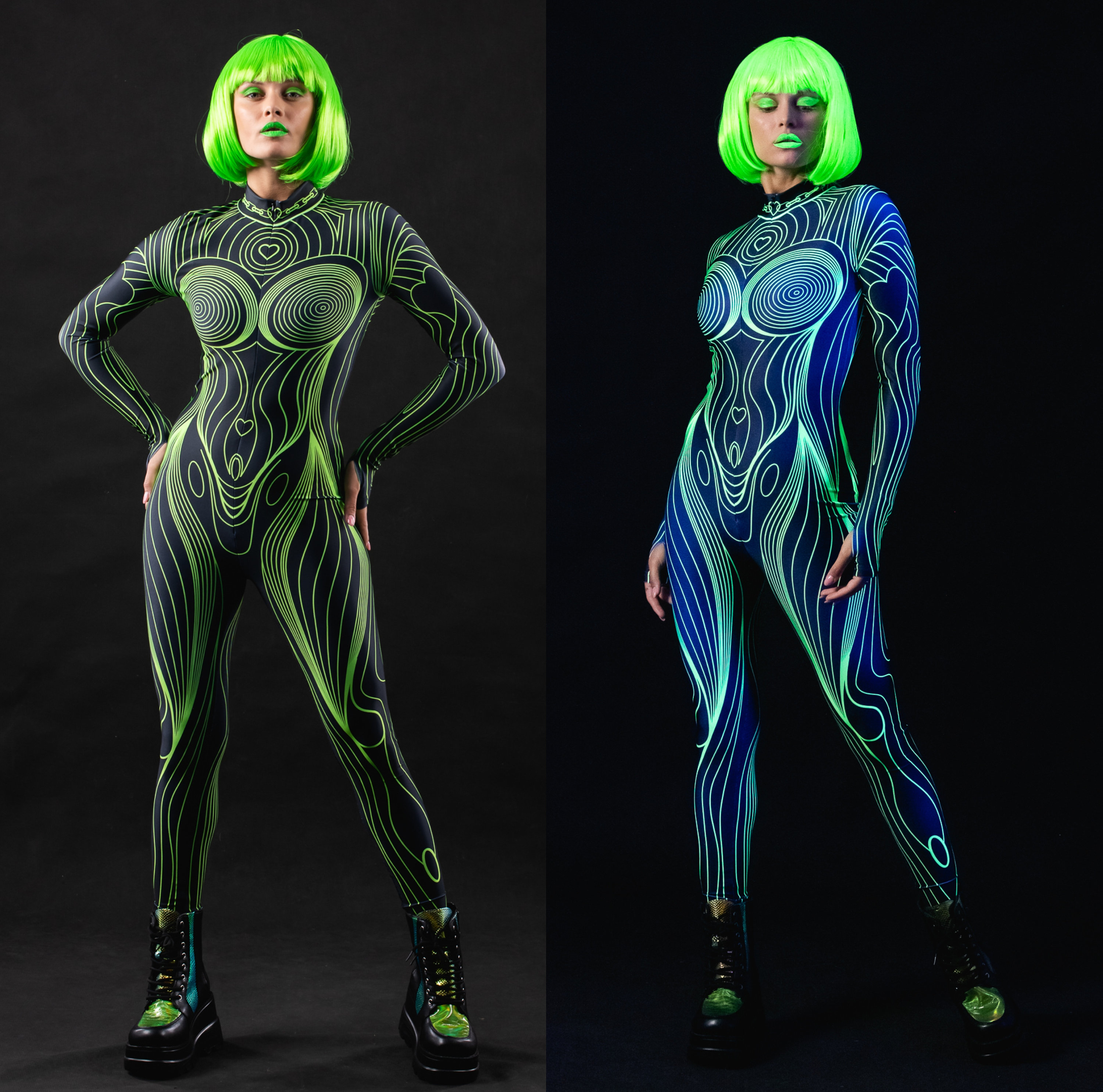 NEON OUTLINE UV Reactive Costume for Women, Adult Halloween Costume ...