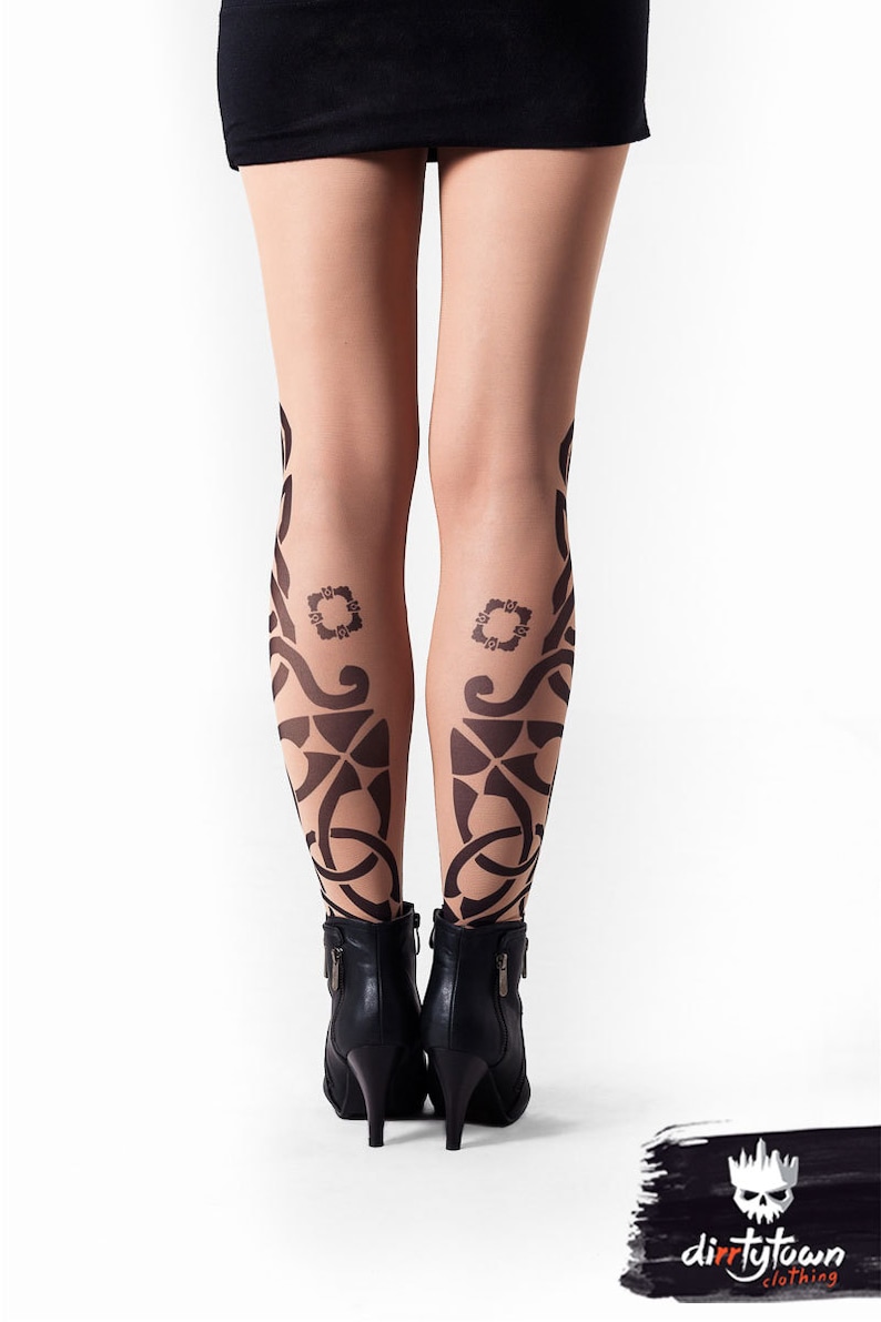 Costume Womens clothing Tribal Tattoo Temporary Tattoos Mesh leggings TRIBAL Womens Pants Womens Printed Leggings Halloween Gift
