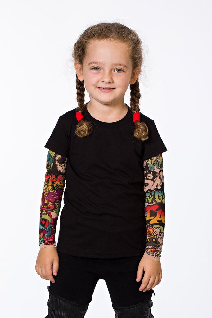 Discover Graffiti Tattoo Baby Shirt, Kids Clothing, Halloween Costume for Kids, Funny Baby Shirt, Baby Tattoo Sleeve Shirt, Baby Skull Shirt