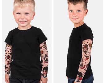 Classic Style Tattoo Baby Tshirt, Kids Clothing, Halloween Costume for Kids, Toddler Halloween Shirt, Toddler Tattoo Sleeve Shirt, Gift Baby
