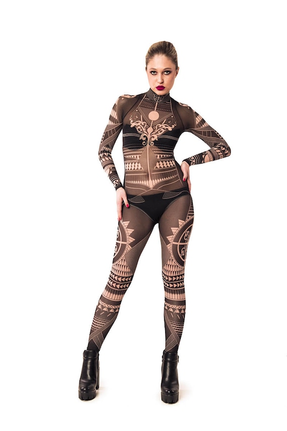 Buy BLACK TRIBAL Tattoo Bodysuit, Mesh Bodysuit, Festival Bodysuit, Rave  Bodysuit, Printed Bodysuit, Fake Tattoo Costume, Burning Man Outfit Online  in India 