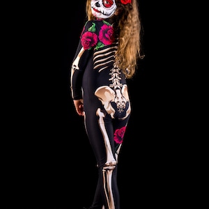 LADY DEATH Halloween Costume KIDS Edition, Kids Full Body Skeleton Costume, Sugarskull Halloween Costume, Day of the Dead Costume for Kids image 4