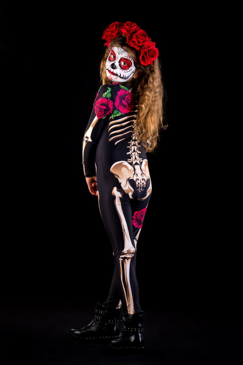 LADY DEATH Halloween Costume KIDS Edition, Kids Full Body Skeleton Costume, Sugarskull Halloween Costume, Day of the Dead Costume for Kids image 4