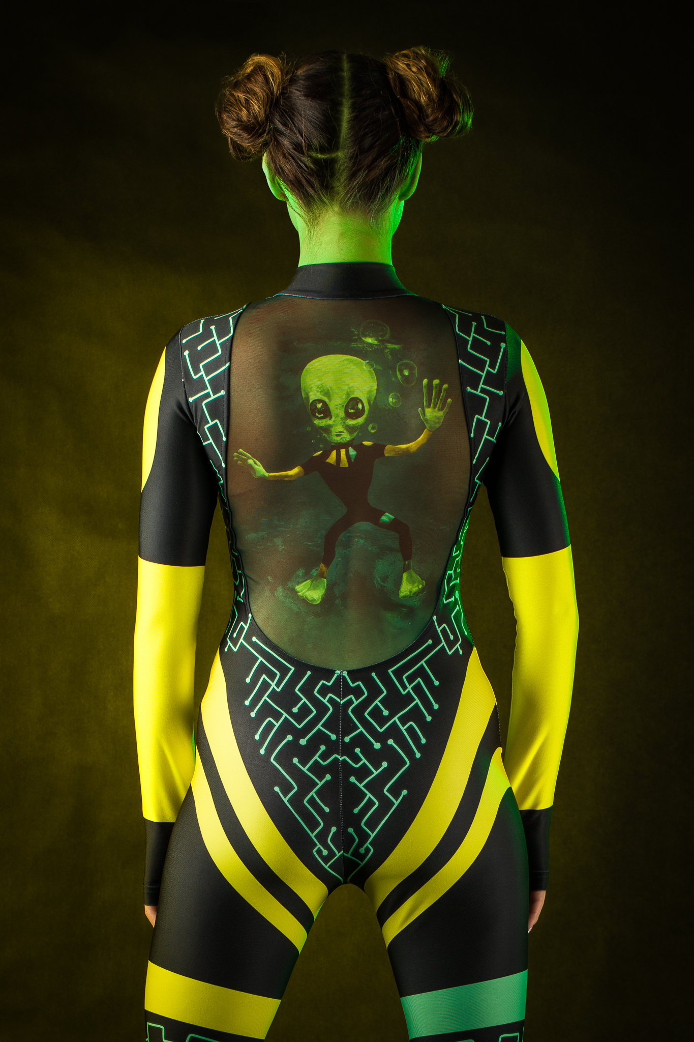 GREEN ALIEN Halloween Costume for Women, Halloween Costume for Women,  Jumpsuit With Tattoo Effect on the Back, Ufo Costume, UFO Costume - Etsy