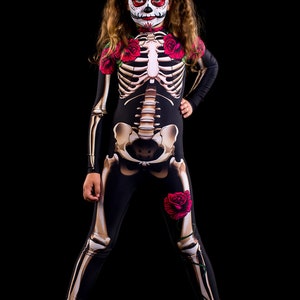 LADY DEATH Halloween Costume KIDS Edition, Kids Full Body Skeleton Costume, Sugarskull Halloween Costume, Day of the Dead Costume for Kids image 6