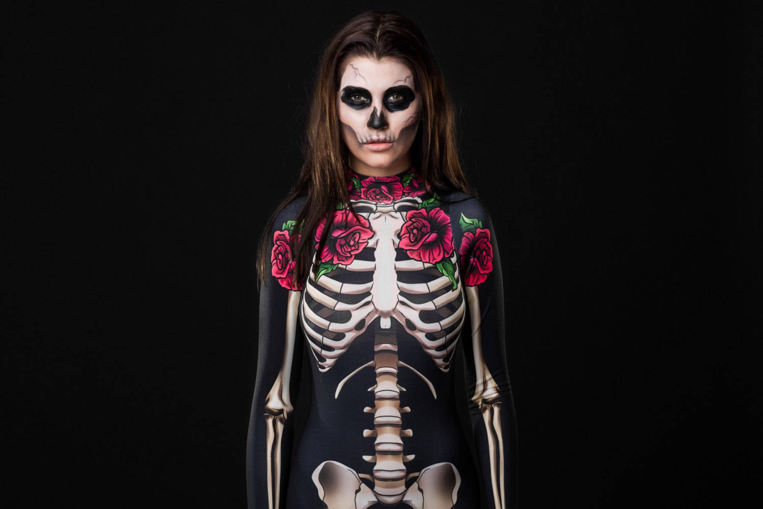 LLLucky Womens Halloween Cosplay Skull Skeleton Bone Gants Cuisse High Bas Chaussettes