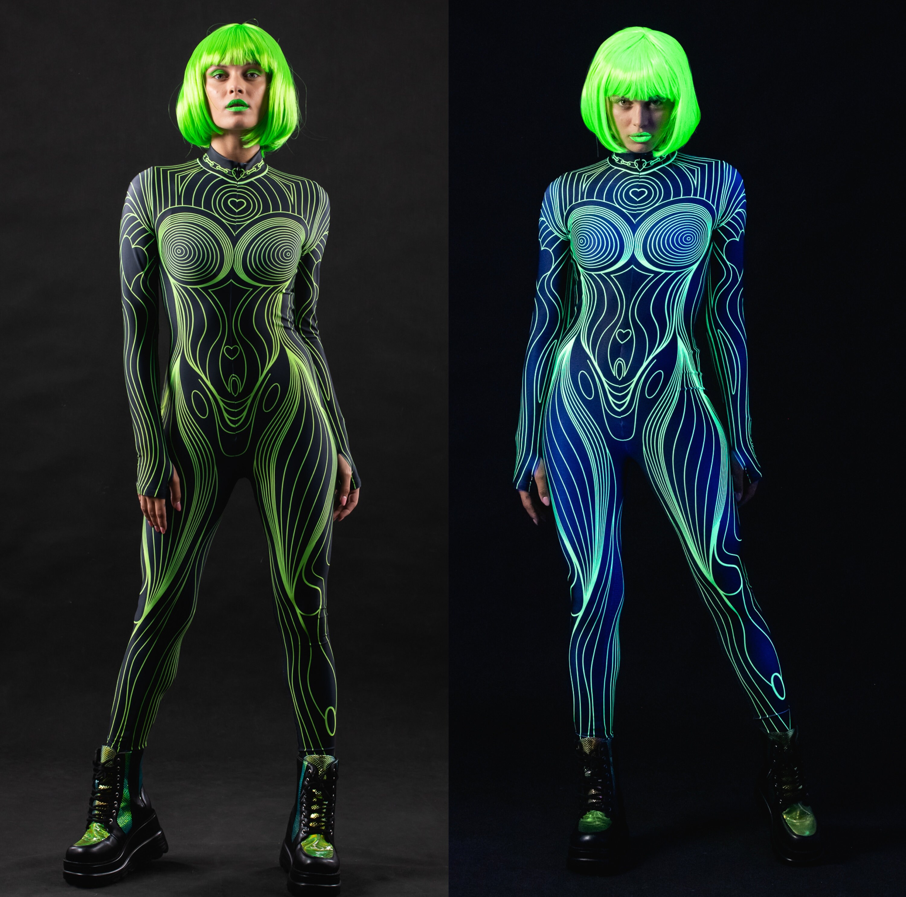 NEON OUTLINE UV Reactive Costume for Women, Adult Halloween Costume ...