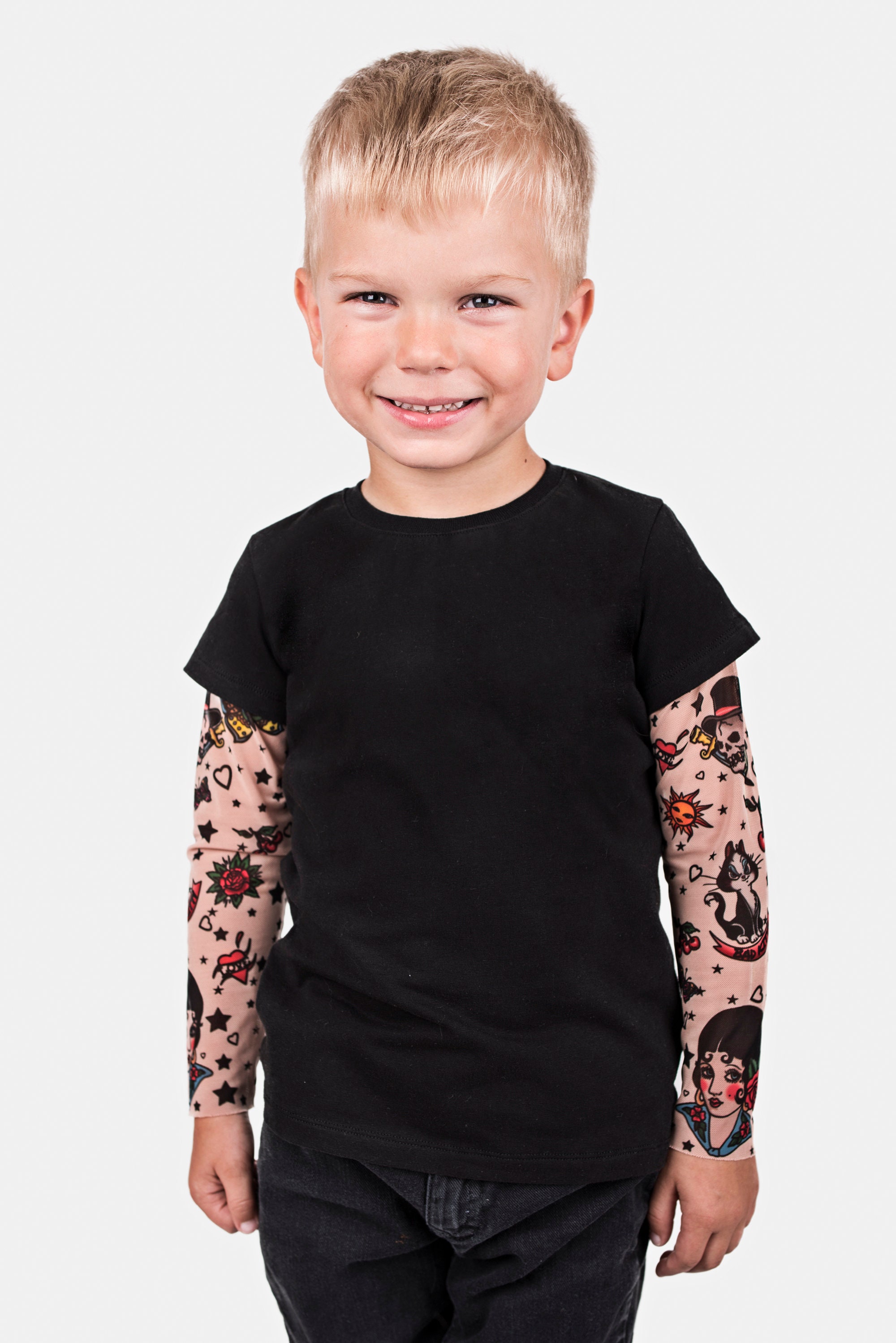 Yying T-Shirt Boy Tattoo Nuovi Cartoni Animati per Bambini T-Shirt per Bambini T-Shirt per Bambini Abbigliamento per Ragazzi Abbigliamento per Bambini T-Shirt 
