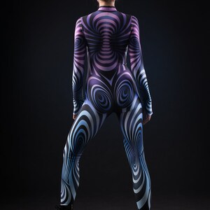PURPLE SPIRAL Costume for Women, Hypnotizing Costume, Cosplay Costume, 3D Outstanding Halloween Costume, Festival Clothing, Purple Catsuit image 6